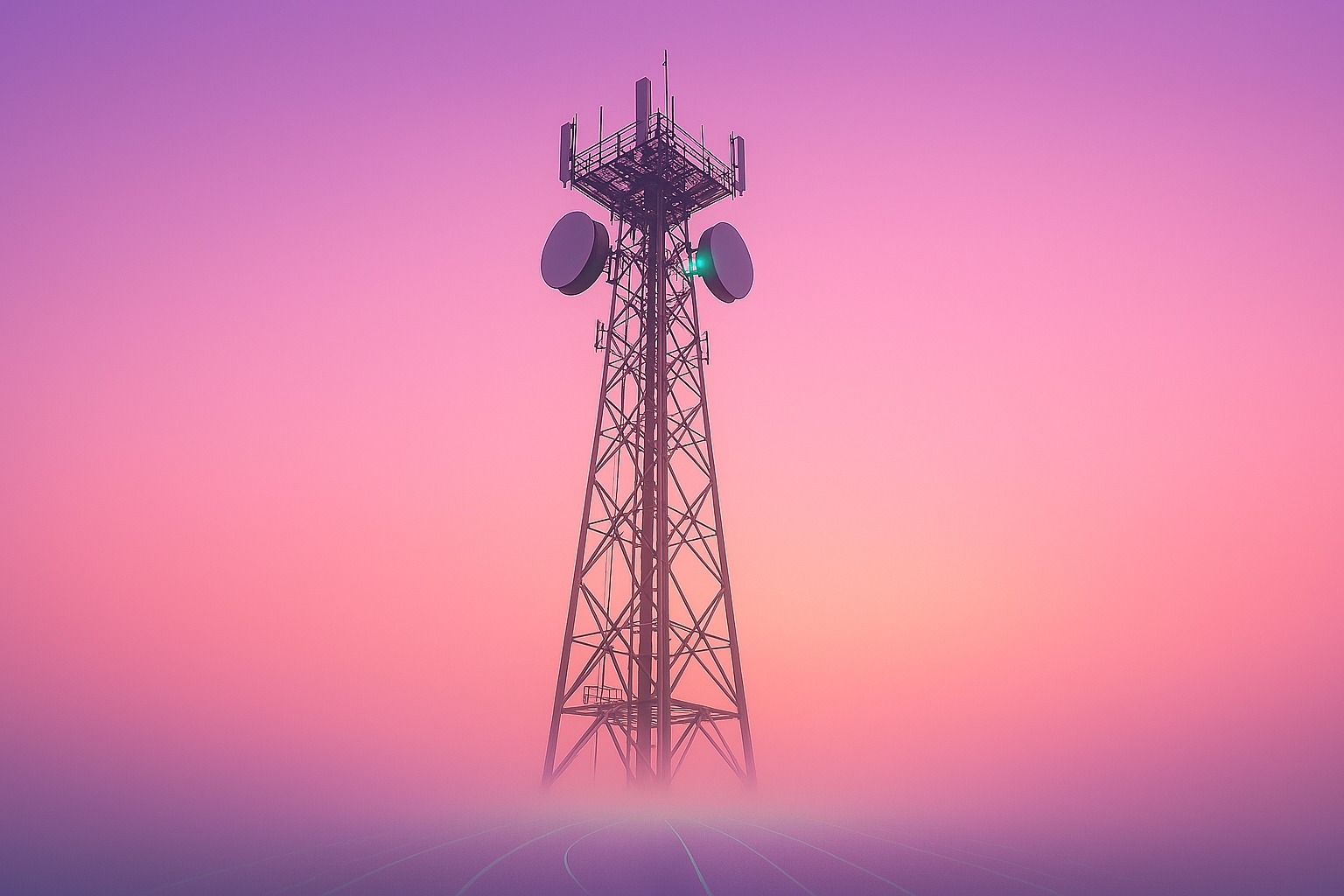 Telecom tower against an evening sky — network and broadband infrastructure